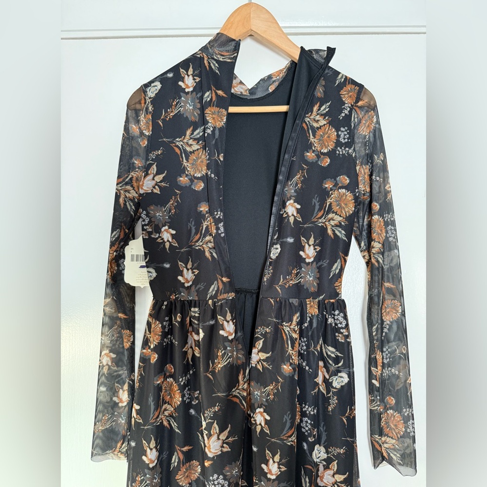 New! Altar'd State Diya Floral Mesh Mini Dress Black Rust White Size Medium - Picture 13 of 13